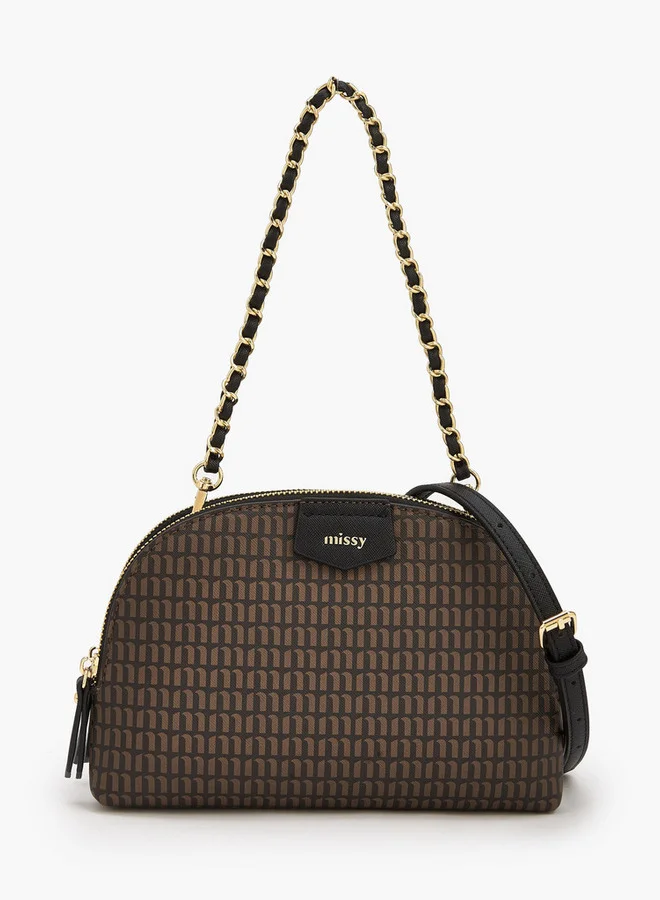 ميسي Monogram Print Crossbody Bag With Detachable Strap